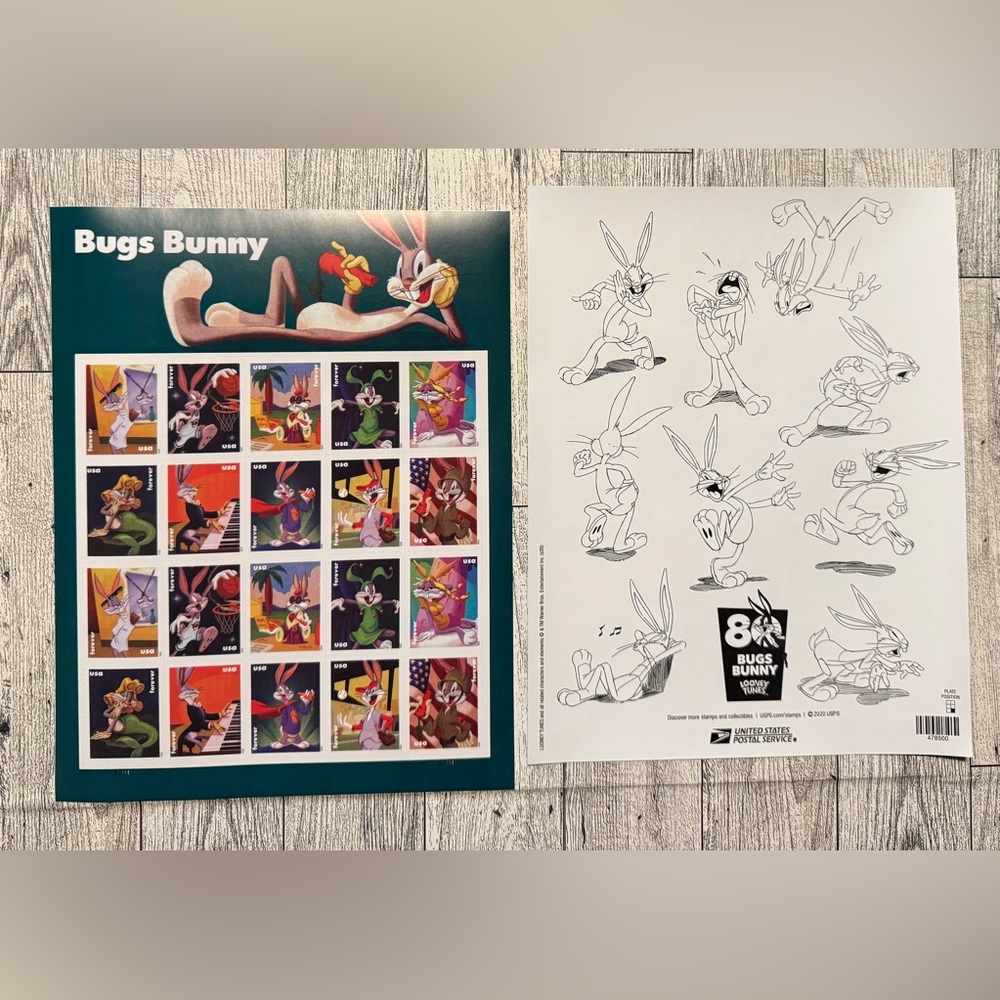 20 Bugs Bunny USA Forever Stamp Sheet - Picture 2 of 2